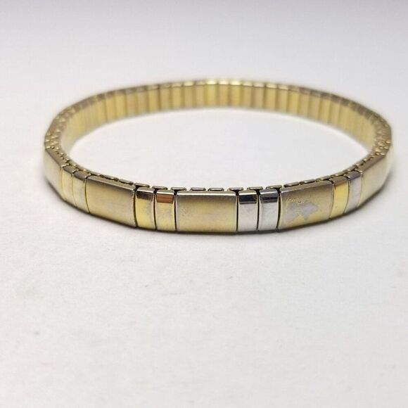 Vintage Gold Tone Stretch Expansion Bracelet, Watch Strap Style, Estate - Picture 1 of 7